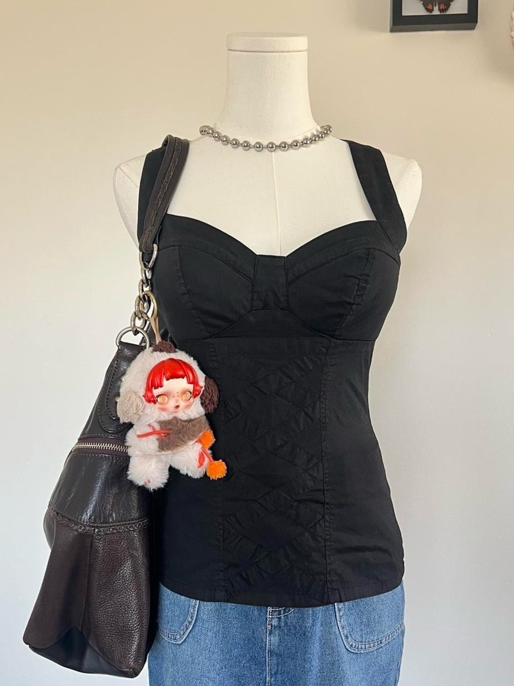 BEBE black crossbody strappy tank top